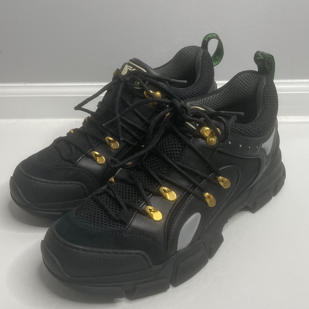 Gucci Team Flashtrek Black Lace up Hiking Sneakers Size 9.5 Italy - Picture 6 of 15